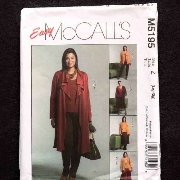 VTG 2006 McCall's MP195 Large XL Wardrobe Sewing Pattern Jacket Top Skirt Gaucho - Picture 2 of 4